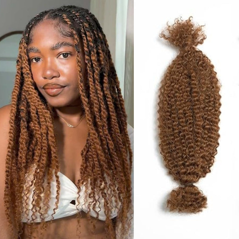 3 Packs/5 Packs Spring Twist Crochet Human Hair Afro Kinky Curly Braiding Hair Extension Upgraded Afro Kinkys Bulk Natural Black Hair 50 Gram/Pack