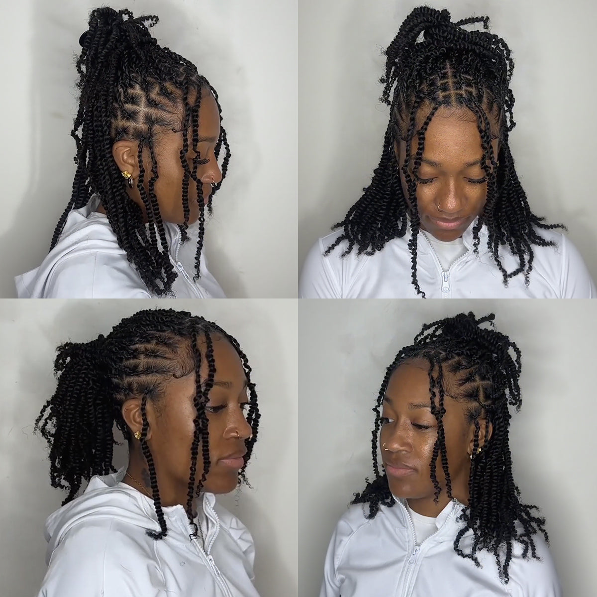 [Style Icon] Virgin Human Hair Crochet Hair Mini Twist Crochet Hair Natural Black Pre-Separated 56g/Bundle - Time-Saving 4 to 5 Bundles Recommended for a Full Head