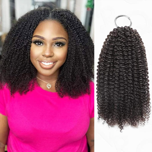 [Style Icon] Crochet Human Hair Pre Looped Knotless Hair Natural Curly Hair for Kinky Twist Crochet Braiding Hair