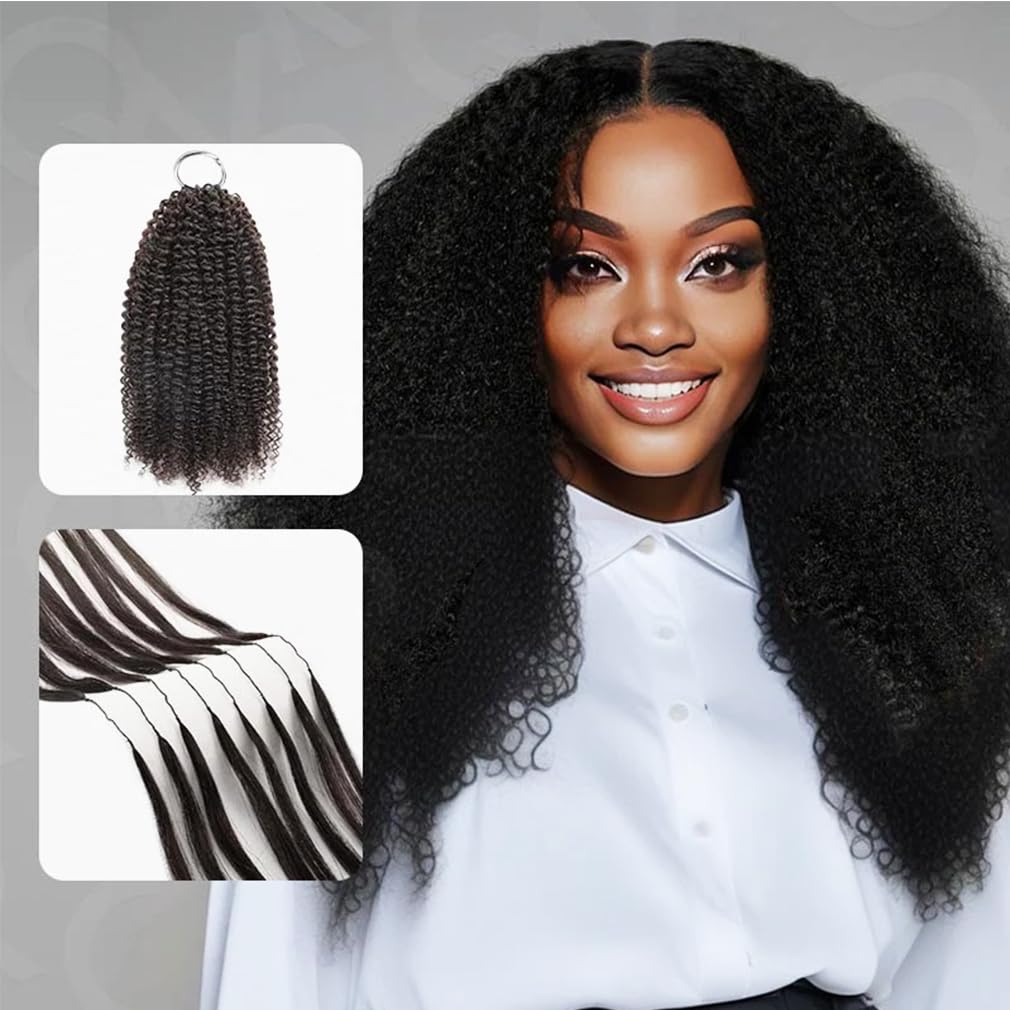 [Style Icon] Crochet Human Hair Pre Looped Knotless Hair Natural Curly Hair for Kinky Twist Crochet Braiding Hair