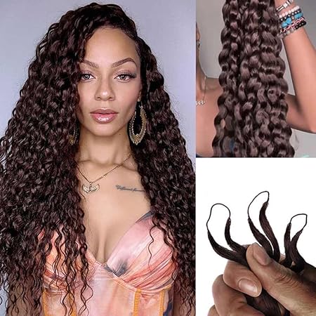 [Style Icon] Crochet Human Hair Pre Looped Afro Kinky V Bulk Natural Curly Hair for Kinky Twist Crochet Braiding Hair Dark Brown 56 Gram/Pack