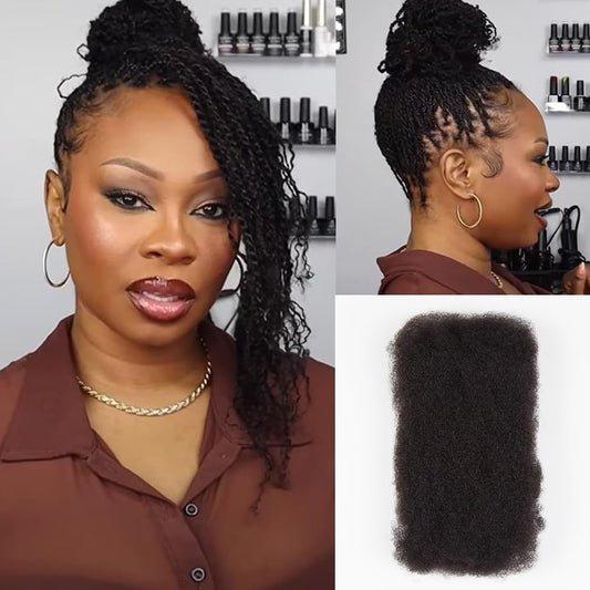 Style Icon Afro Kinky Bulk Human Hair for Dreadlocks Extensions Twist Braiding 1 Pack 50 Gram Natural Color