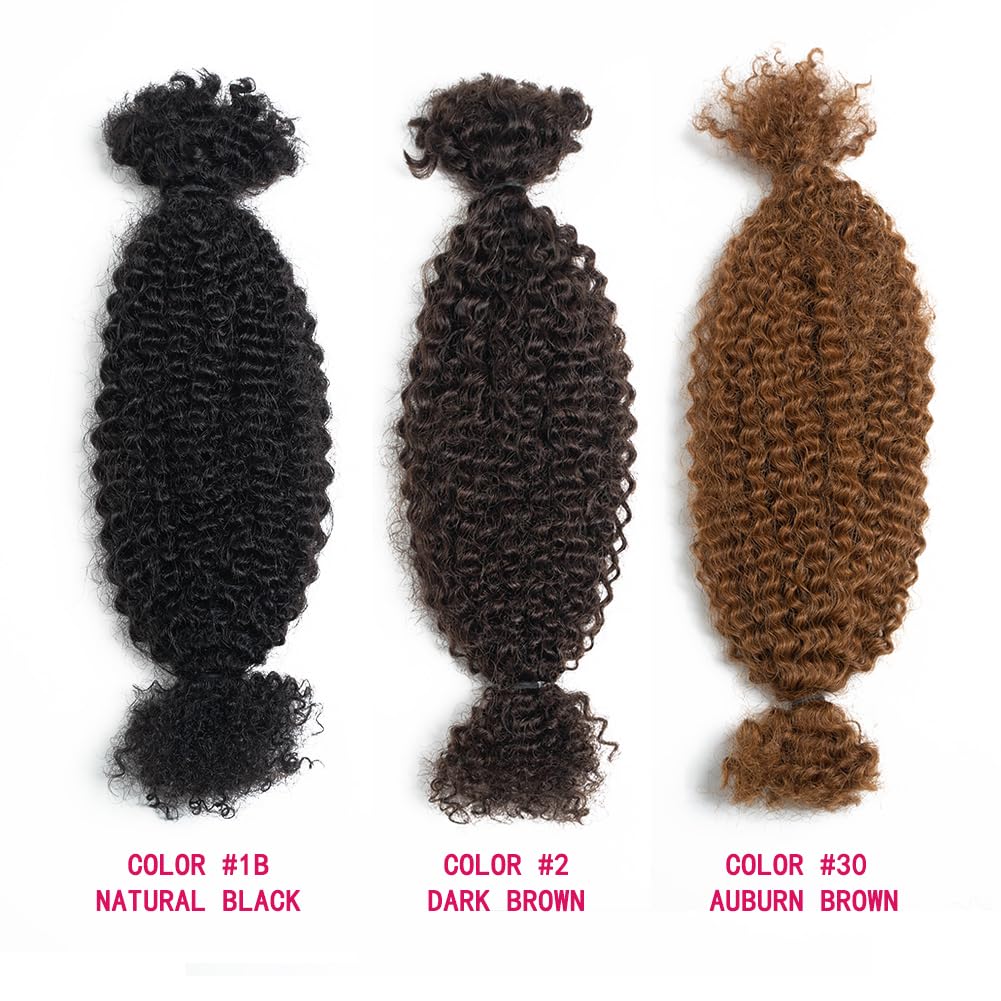 3 Packs/5 Packs Spring Twist Crochet Human Hair Afro Kinky Curly Braiding Hair Extension Upgraded Afro Kinkys Bulk Natural Black Hair 50 Gram/Pack