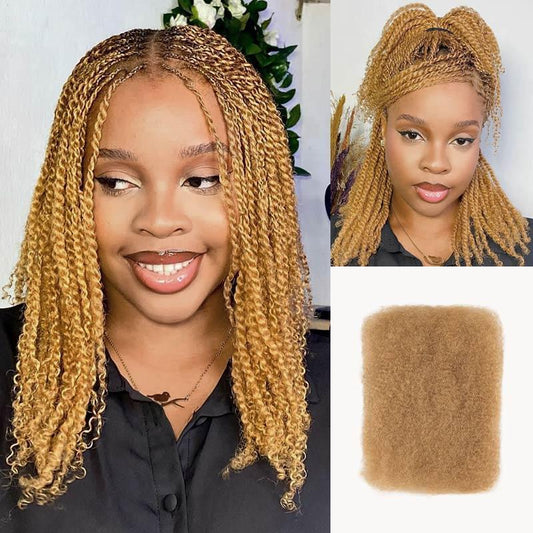 Style Icon Afro Kinky Bulk Human Hair for Dreadlocks Extensions Twist Braiding 1 Pack 50 Gram Dark Blonde